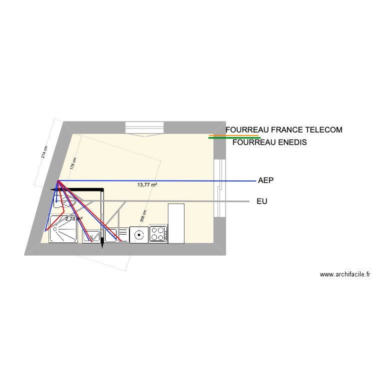 MAISN ANDERNOS . Plan de 2 pièces et 17 m2