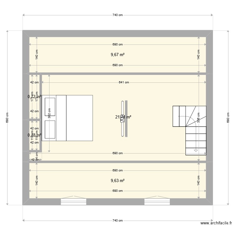 bizet2eme. Plan de 5 pièces et 42 m2