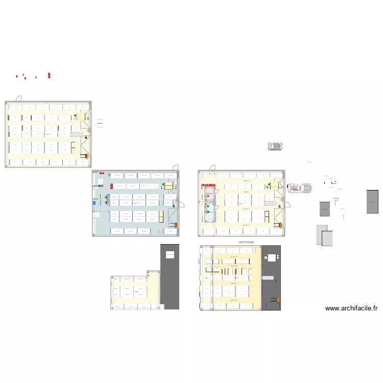 evry 243m2 et Mezzanine. Plan de 