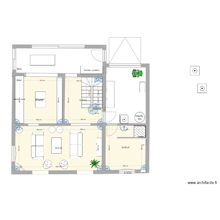 Kerfany3. Plan de 4 pièces et 55 m2