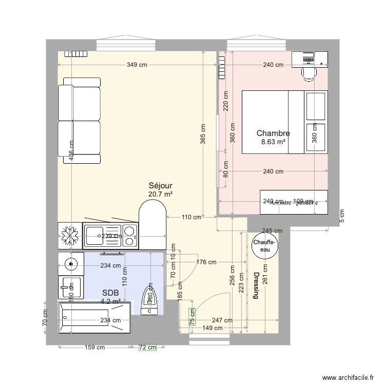 2 pièces ile marrante. Plan de 0 pièce et 0 m2