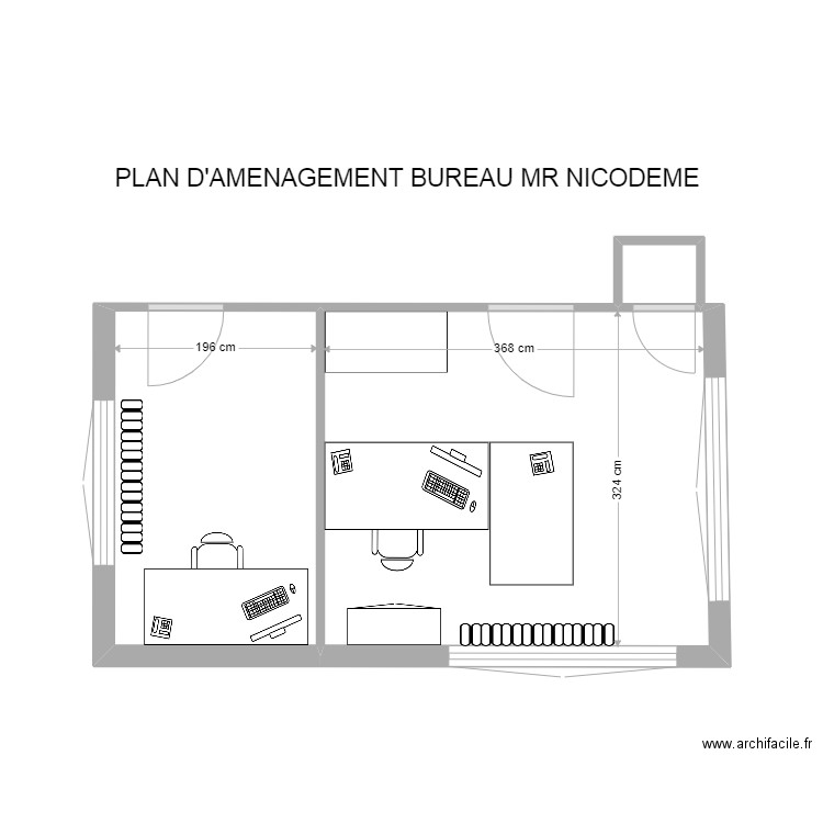 cloisonnement bureau nicodeme. Plan de 3 pièces et 19 m2