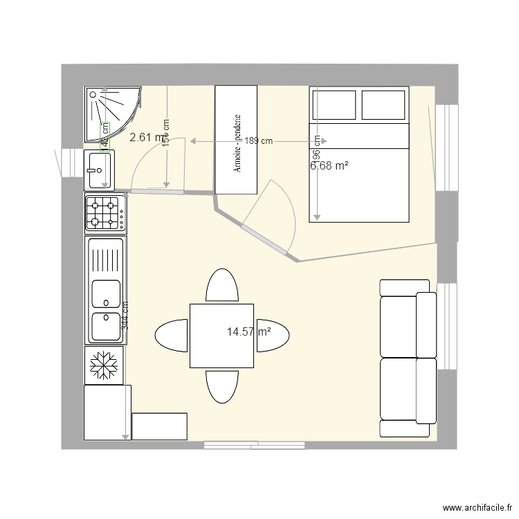 studio 25m2 Plan dessiné par RMRRMO