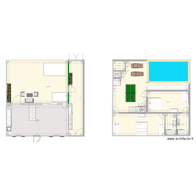 Maison Deauville Plan SousSol v2. Plan de 10 pièces et 252 m2