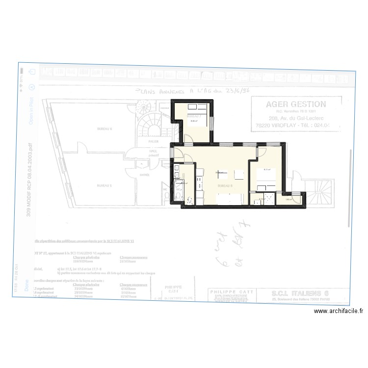 Italiens. Plan de 6 pièces et 51 m2