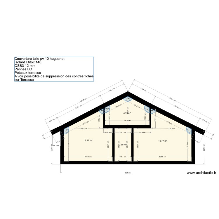 Maison Coms coupe charpente. Plan de 0 pièce et 0 m2