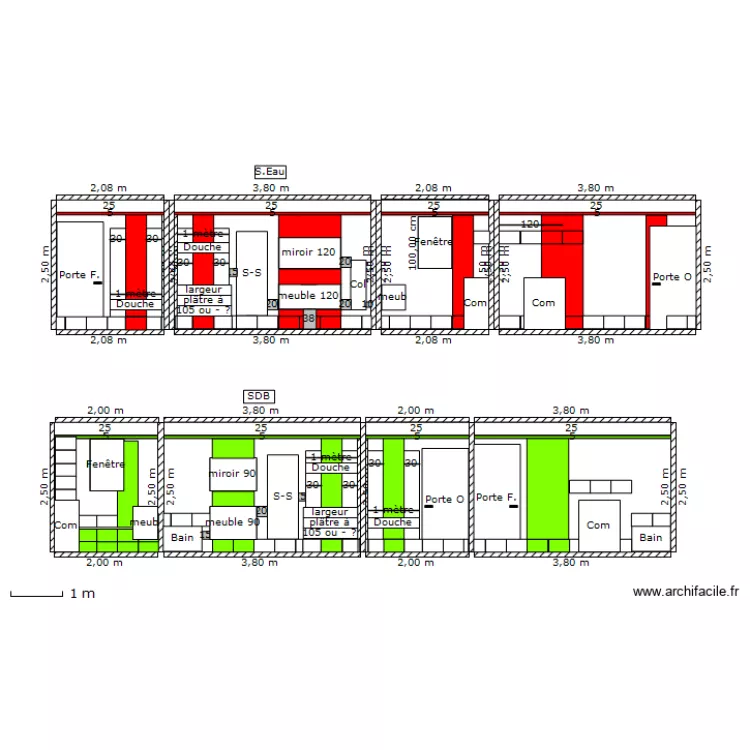 S.Eau et SDB. Plan de 