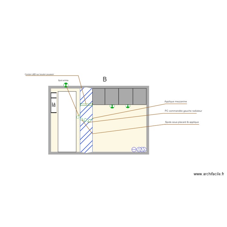 14 Sidi (B). Plan de 2 pièces et 9 m2