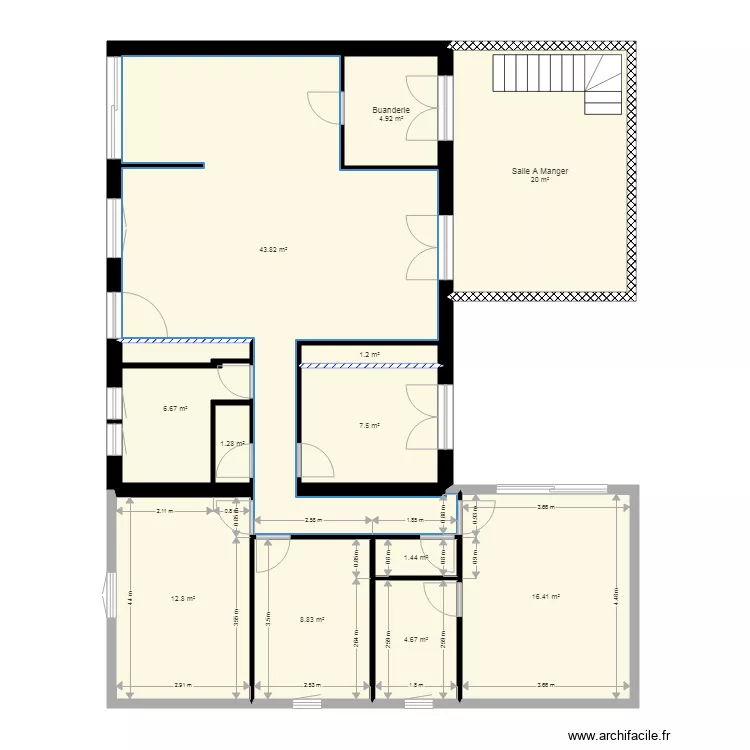 Maison sans isolation. Plan de 