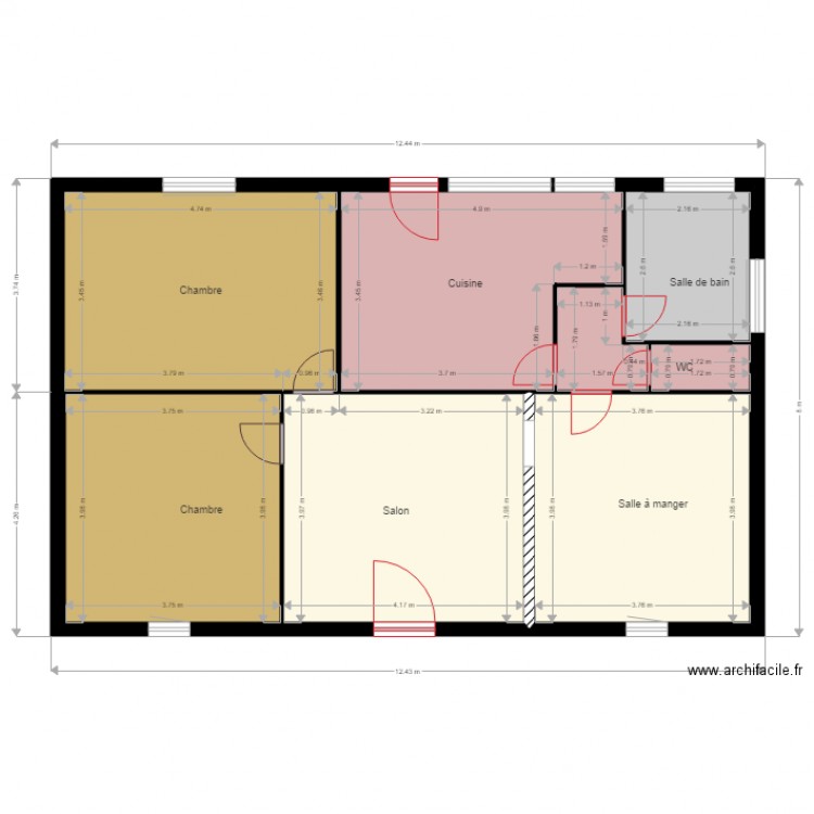 plan projeté cotations. Plan de 0 pièce et 0 m2