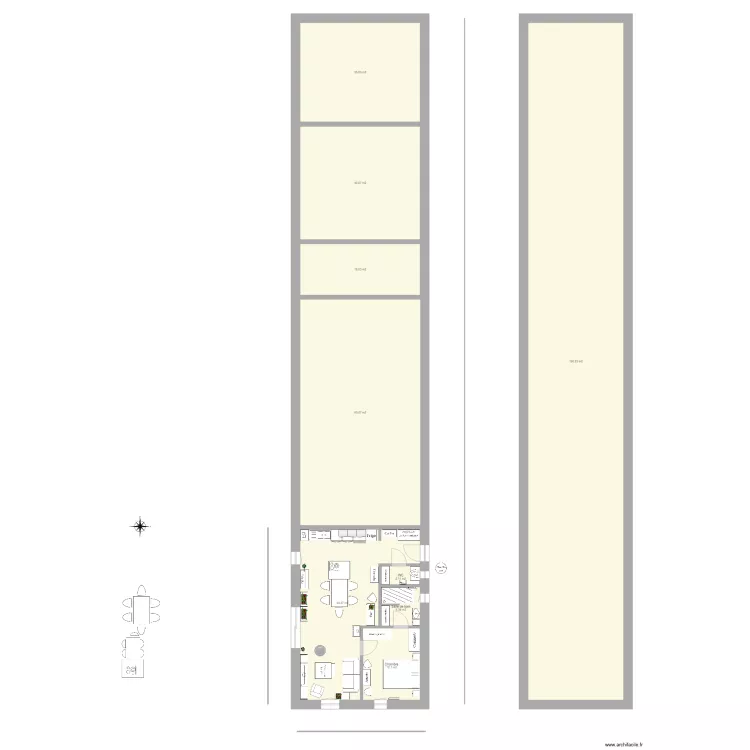 bâti 1 plain pied ferme 7 pignon est suite parentale 1. Plan de bâti 1 plain pied ferme 7 pignon est suite parentale 1. Plan de