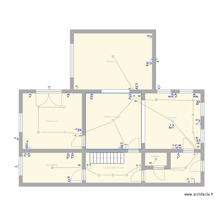Plan maison Nico rdc. Plan de 8 pièces et 103 m2
