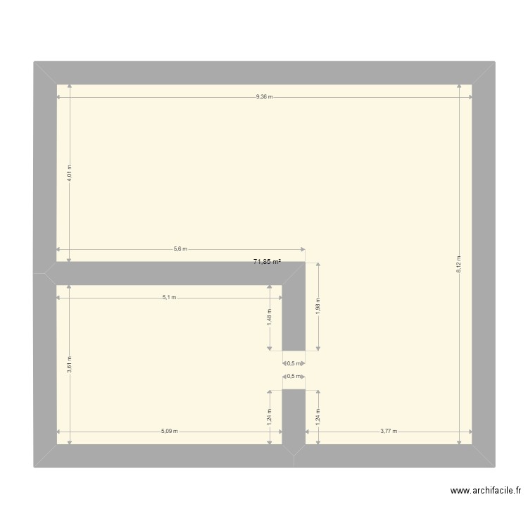 acxx. Plan de 1 pièce et 72 m2