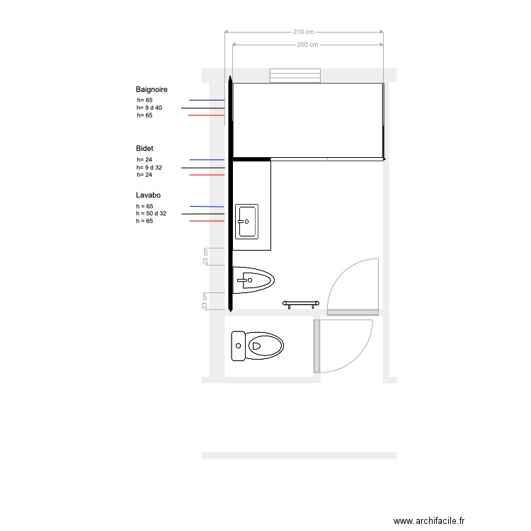 Salle de Bains Projet B8. Plan de 0 pièce et 0 m2