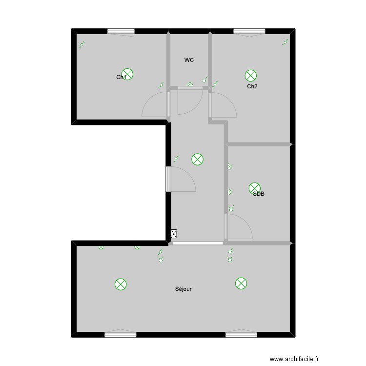 Planeix ECL. Plan de 6 pièces et 52 m2