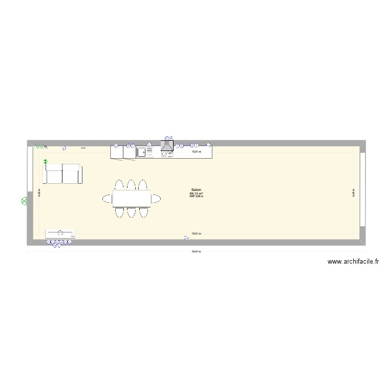 PRUGNE. Plan de 1 pièce et 69 m2