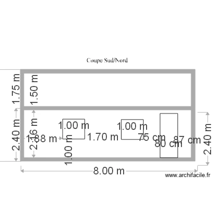 coupe sud nord. Plan de 