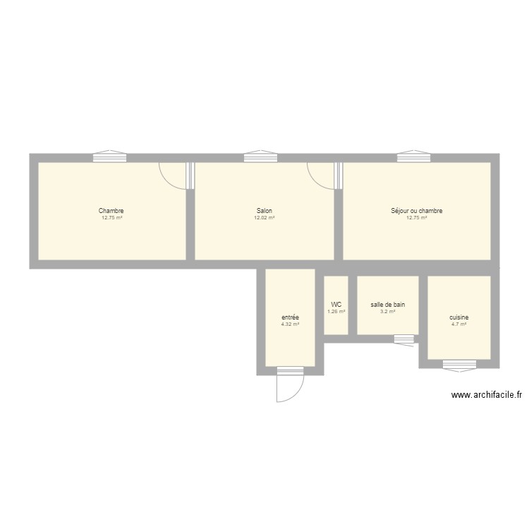 plan appartement 51 m2. Plan de 0 pièce et 0 m2