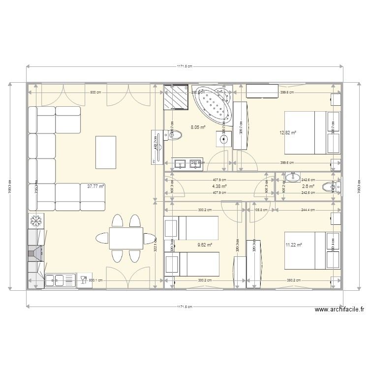 MODELE CHATEAUROUX 100M2. Plan de 0 pièce et 0 m2