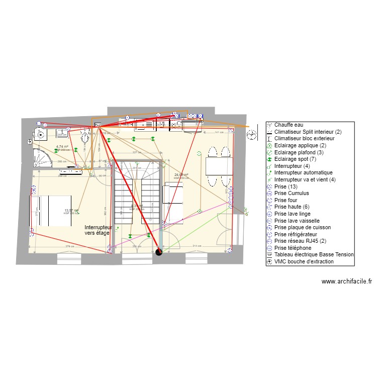 Malaucene R1 elec. Plan de 4 pièces et 52 m2