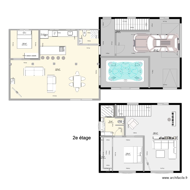 Nilu Chalet Plus 223 garage arrière A4. Plan de 11 pièces et 189 m2