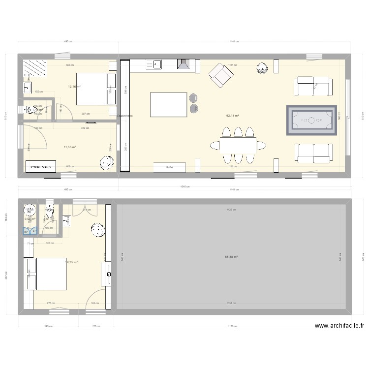 Grenier Dépendances V9. Plan de 8 pièces et 168 m2