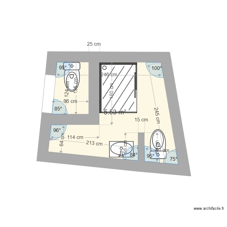 implantation SdB appartement. Plan de 0 pièce et 0 m2