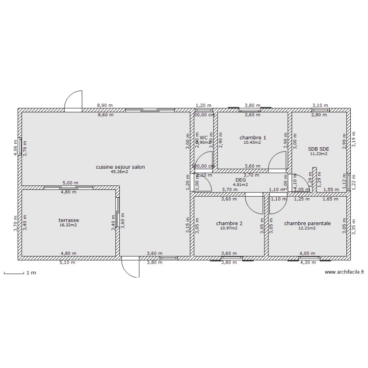 plan appartement rectangulaire