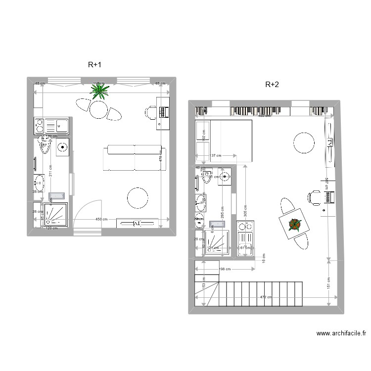 GUITTON. Plan de 3 pièces et 51 m2