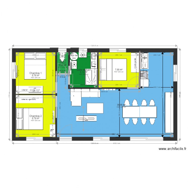 Chalet  3 chambres plein pieds. Plan de 0 pièce et 0 m2