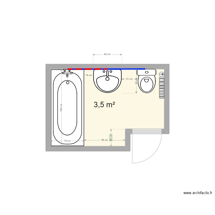 VIRICEL Existant. Plan de 1 pièce et 4 m2