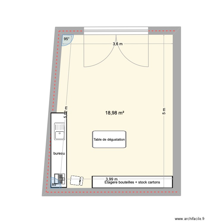 caveau plan de coupe. Plan de 1 pièce et 19 m2
