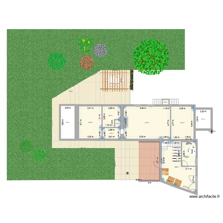 GRANGE AVEC COTES. Plan de 11  et 124 m²