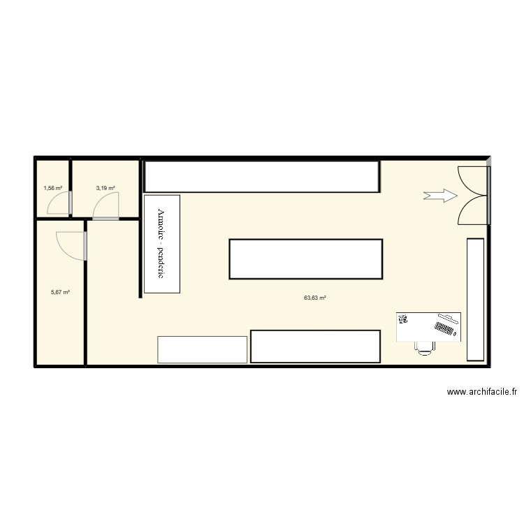 Karim. Plan de 4 pièces et 74 m2