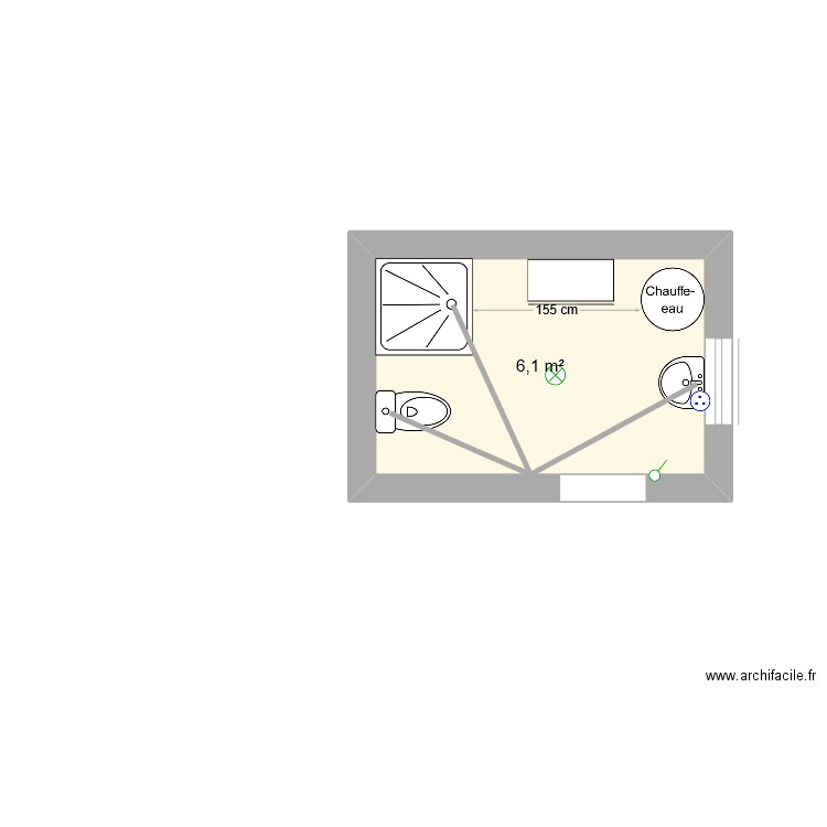 SALLE D EAU. Plan de 1 pièce et 6 m2