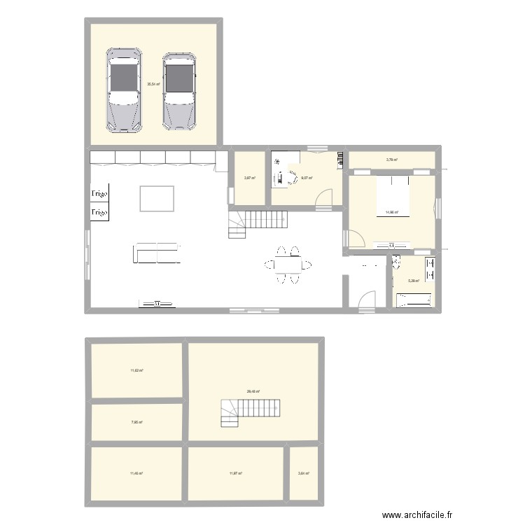 Maison étage. Plan de 12 pièces et 149 m2