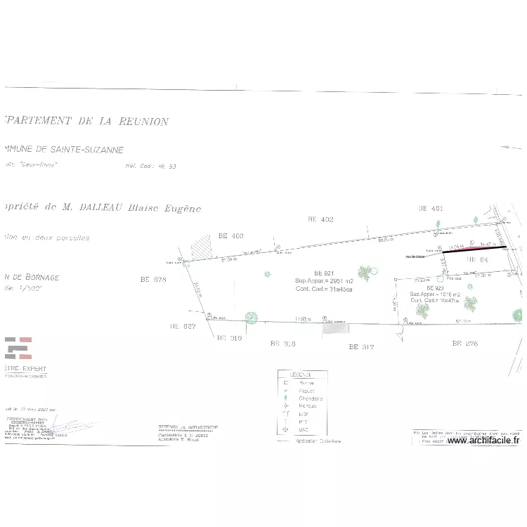 R&eacute;gularisation fonci&egrave;re - BE 84. Plan de 