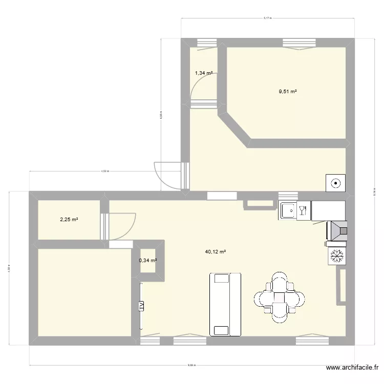 LA MAISON DU BONHEUR - meubl&eacute;. Plan de 5  et 54 m²