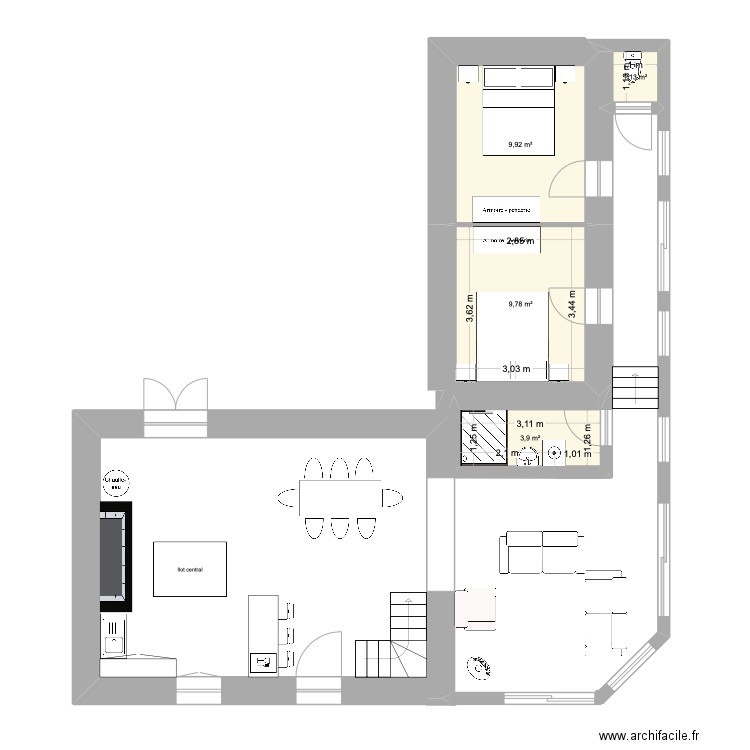 extension 2. Plan de 4 pièces et 25 m2