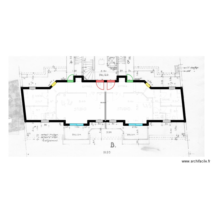 Miromesnil v1. Plan de 1 pièce et 80 m2