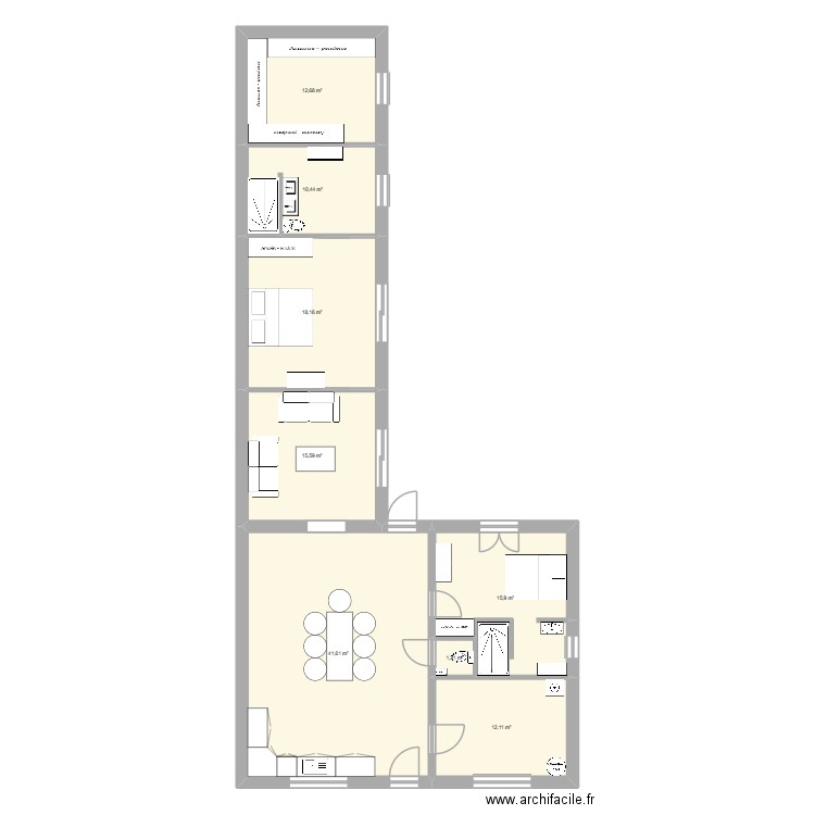Flam 2. Plan de 8 pièces et 128 m2