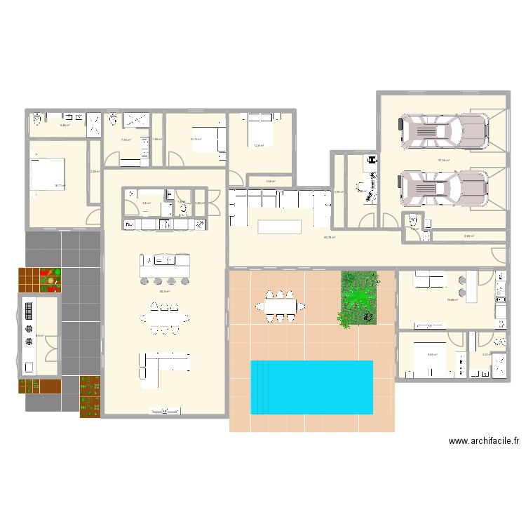 PFS3. Plan de 21 pièces et 297 m2