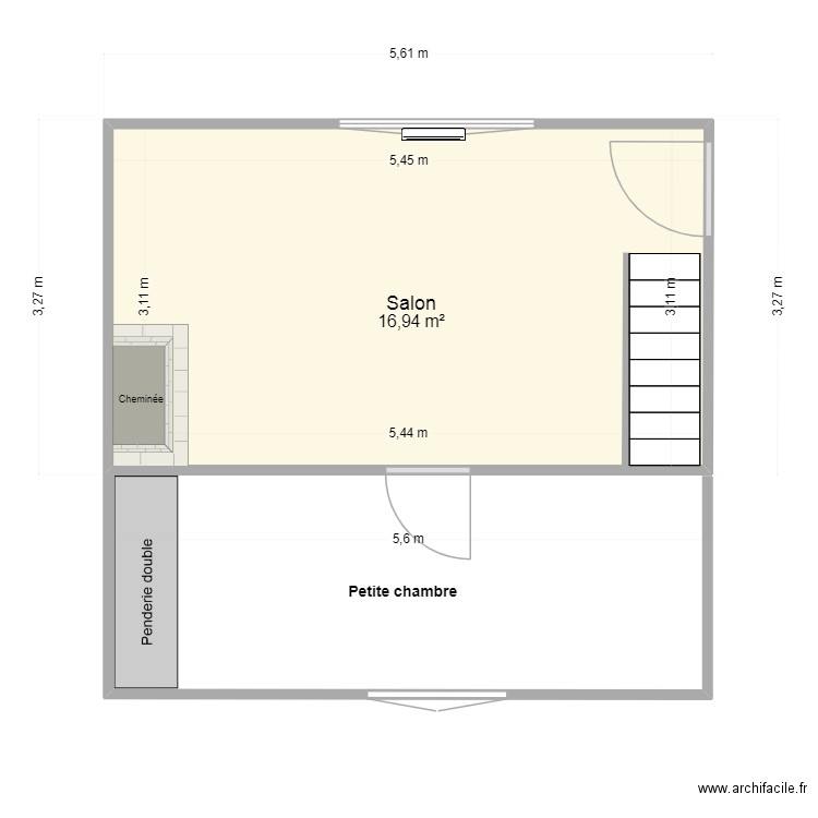 1er étage. Plan de 1 pièce et 17 m2