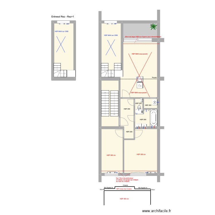 Banning 83 1e étage HSP. Plan de 9 pièces et 91 m2