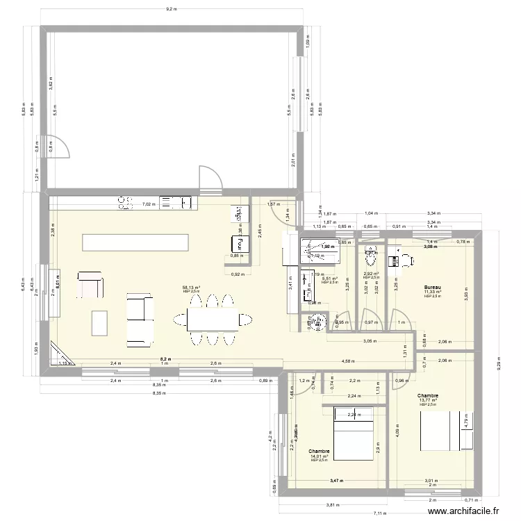 maison 1. Plan de 8  et 154 m²