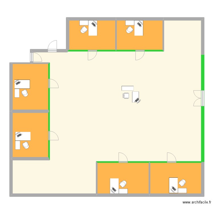 bureau. Plan de 7 pièces et 241 m2