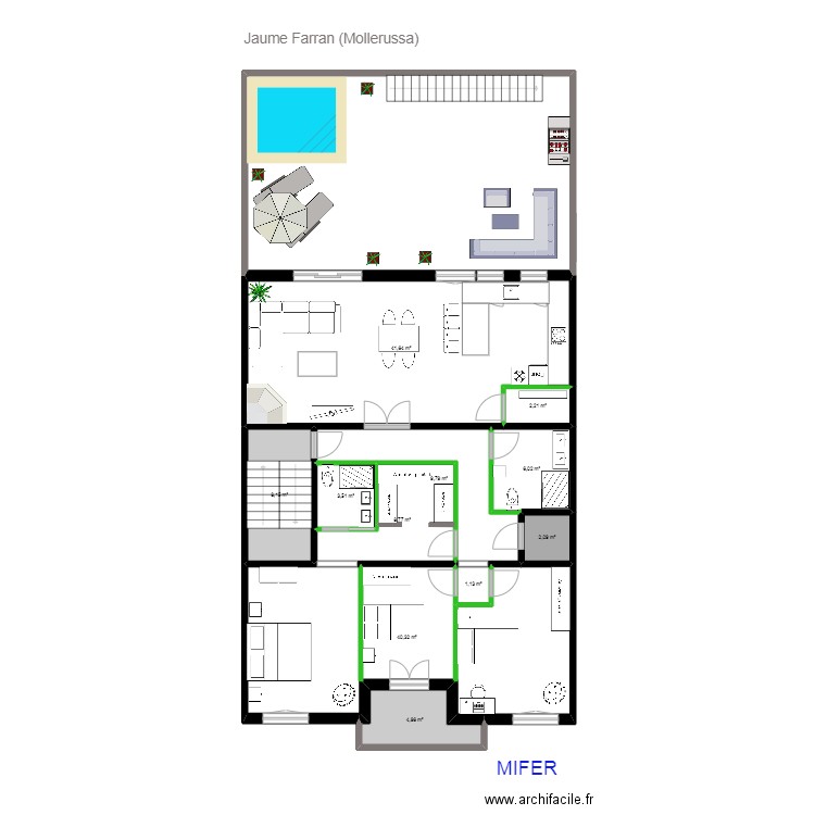 Jaume Farran  (Mollerussa) distribucion final. Plan de 11 pièces et 129 m2