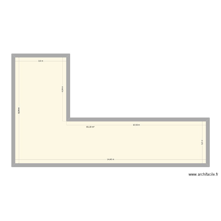 sous sol. Plan de 1 pièce et 65 m2