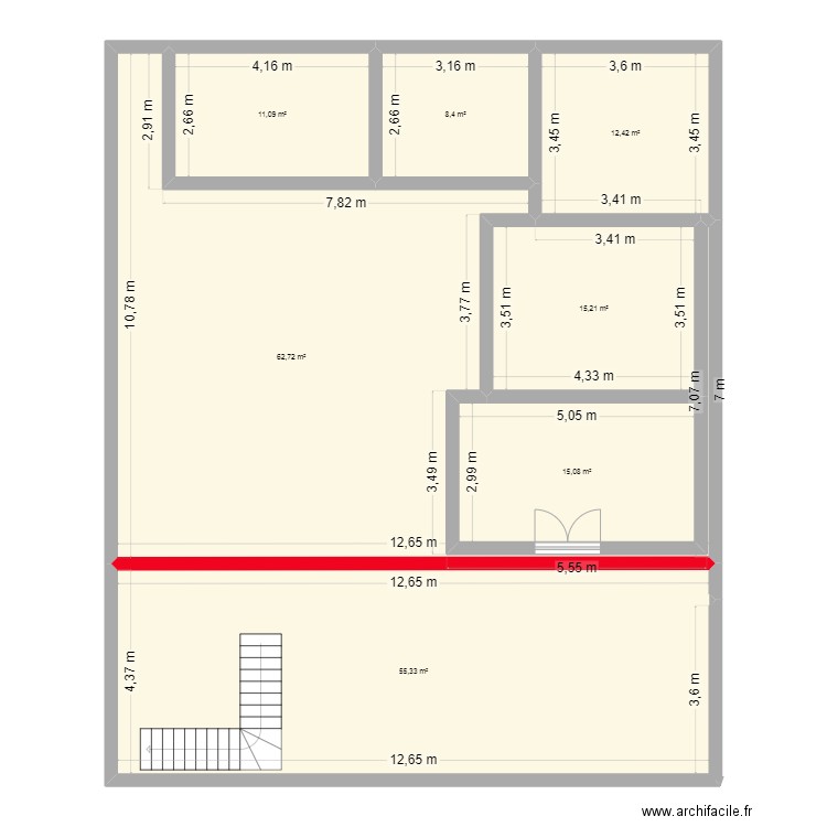 wajih. Plan de 7 pièces et 180 m2
