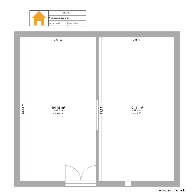 CHAI. Plan de 2 pièces et 203 m2
